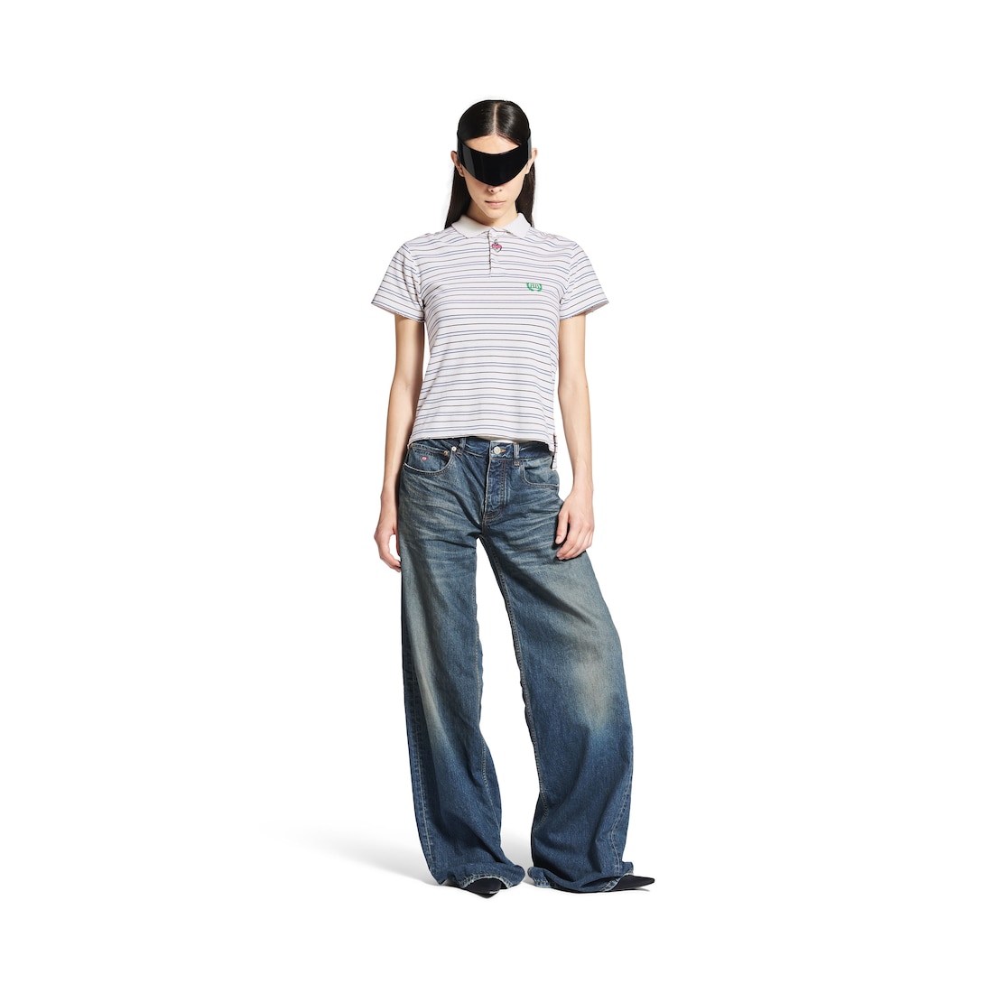 Balenciaga Pantalón Con Pernera Ancha Baggy para Mujer en Azul Intenso