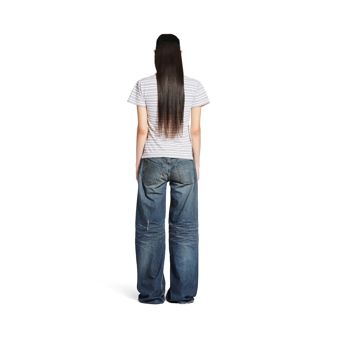 Balenciaga Pantalón Con Pernera Ancha Baggy para Mujer en Azul Intenso Rebajas