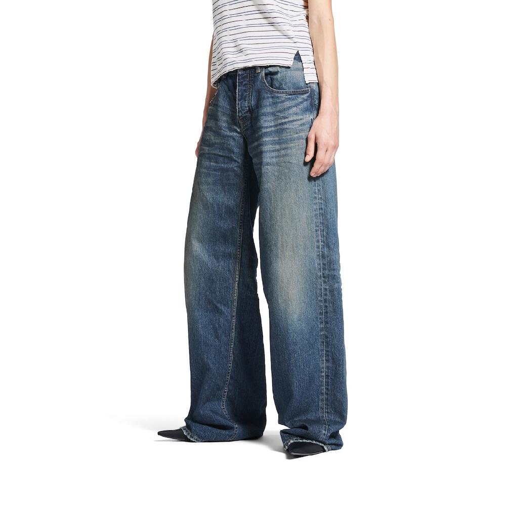 Balenciaga Pantalón Con Pernera Ancha Baggy para Mujer en Azul Intenso Rebajas