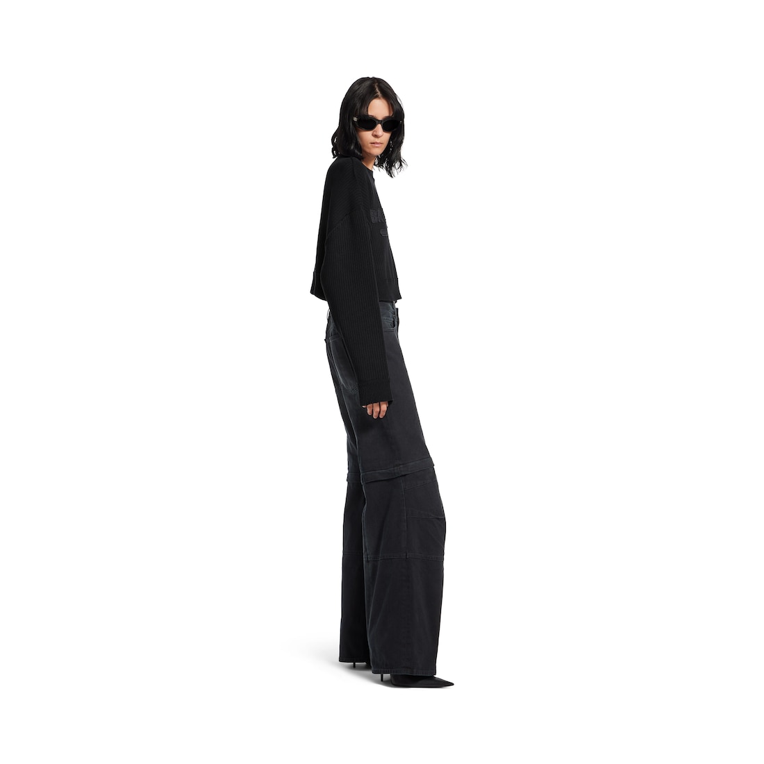 Balenciaga Jersey Con Cuello Redondo Cropped - para Mujer en Negro Tienda