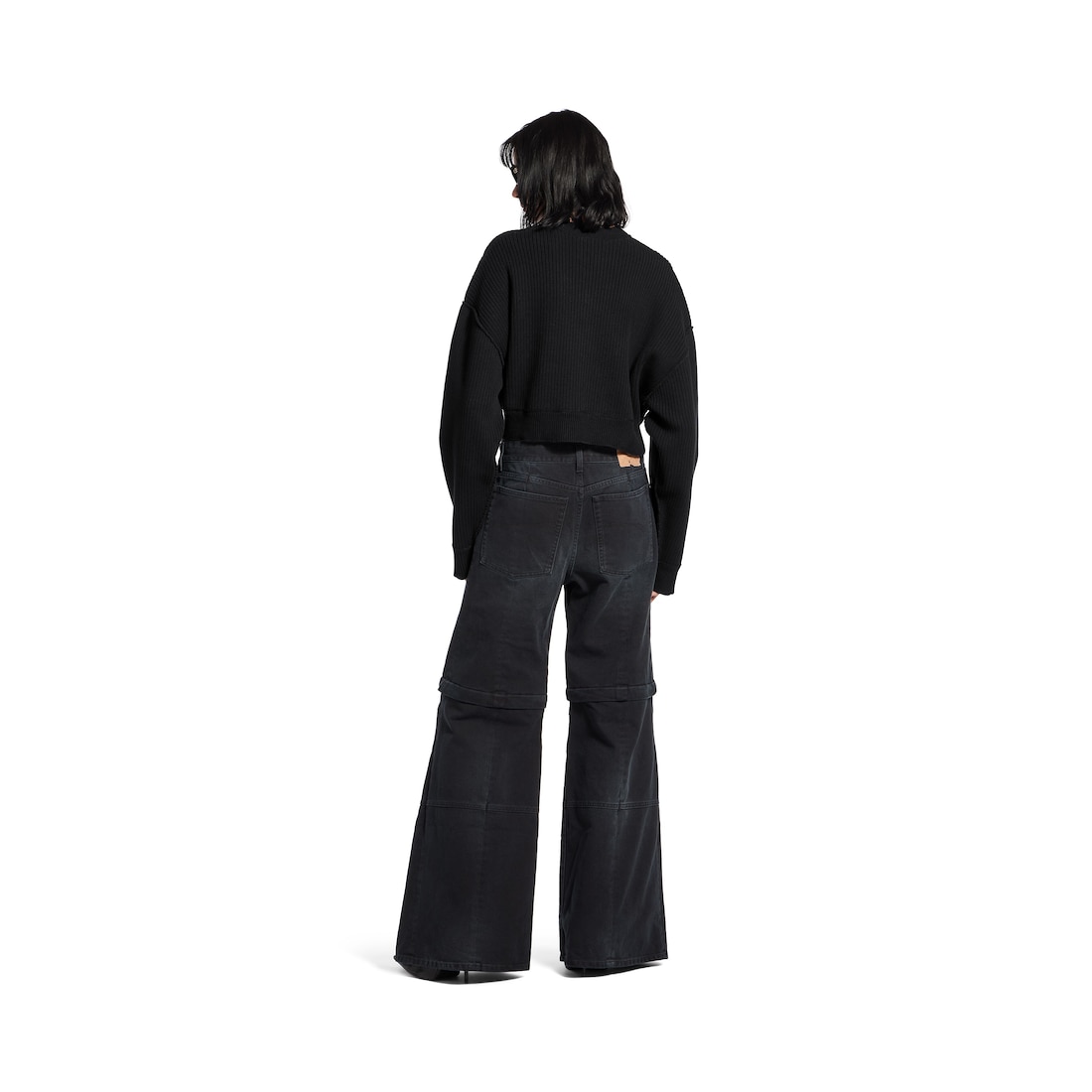 Balenciaga Jersey Con Cuello Redondo Cropped - para Mujer en Negro Tienda
