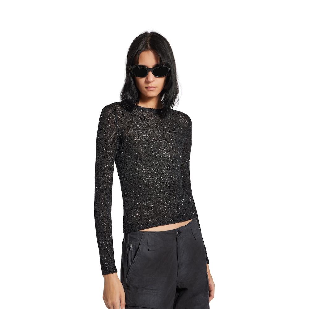 Balenciaga Top Con Cuello Redondo Ajustado para Mujer en Negro Liquidación