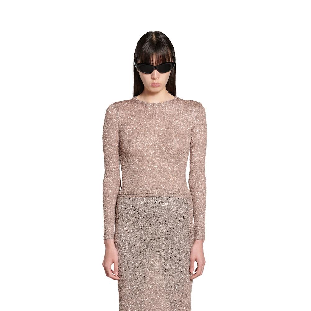 Balenciaga Top Con Cuello Redondo Ajustado para Mujer en Marrón Rebajas top