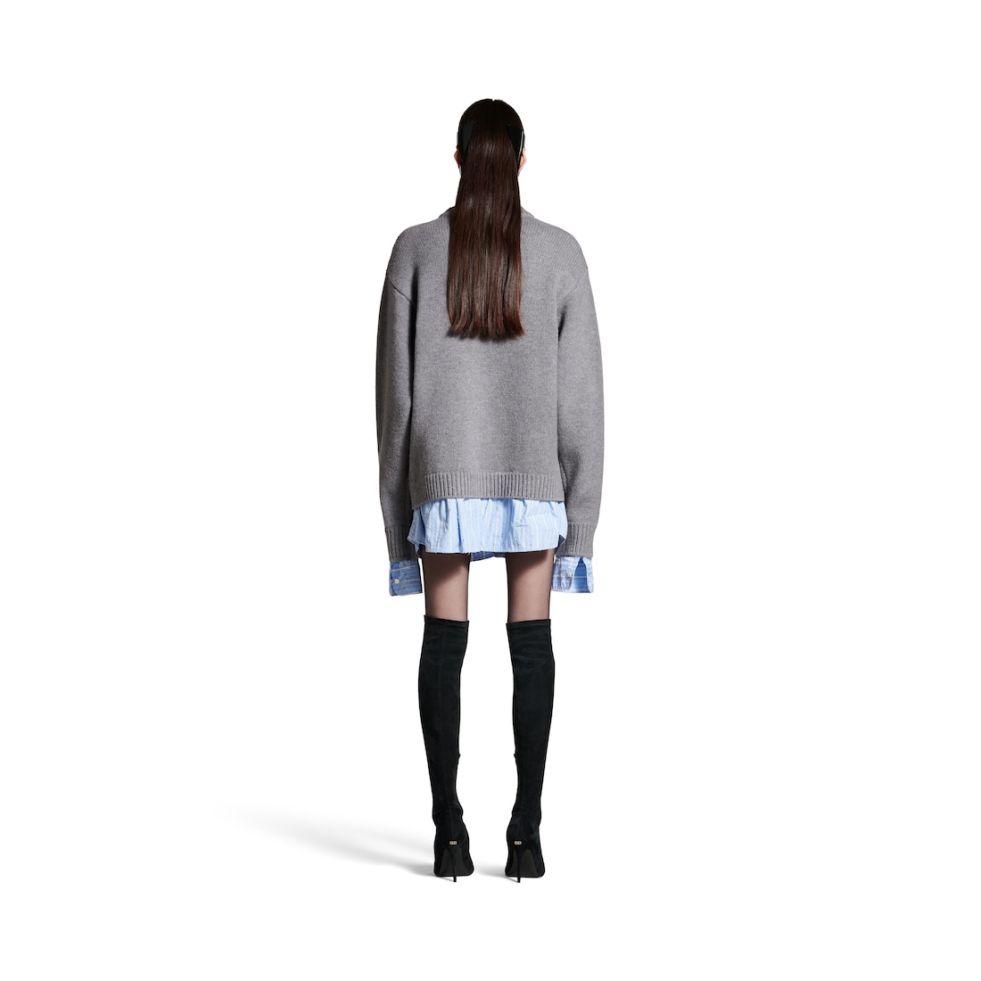 Balenciaga Jersey V-neck Camisa Layered para Mujer en Gris Oferta especial