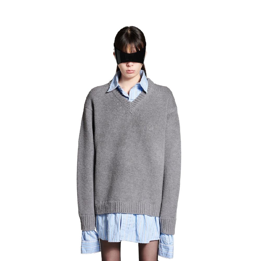 Balenciaga Jersey V-neck Camisa Layered para Mujer en Gris Oferta especial