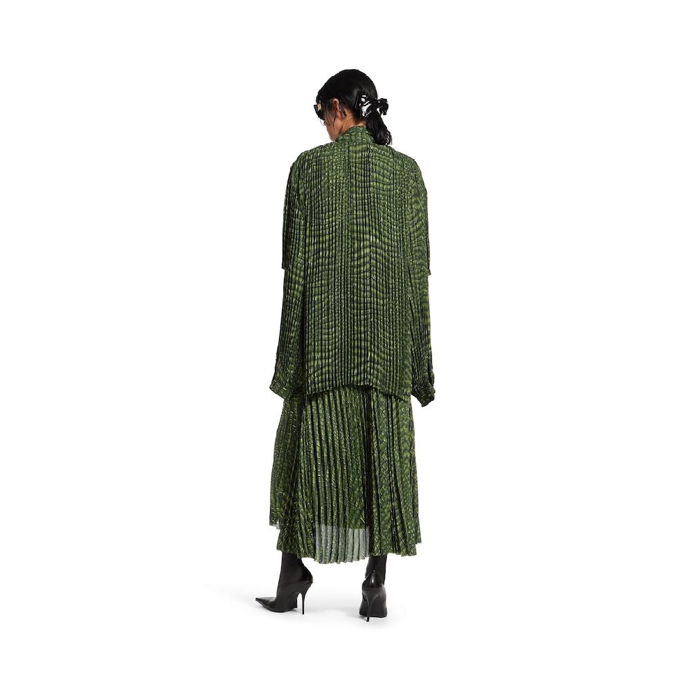 Balenciaga Vestido Plisado Double Sleeve para Mujer en Verde Últimos 3 días