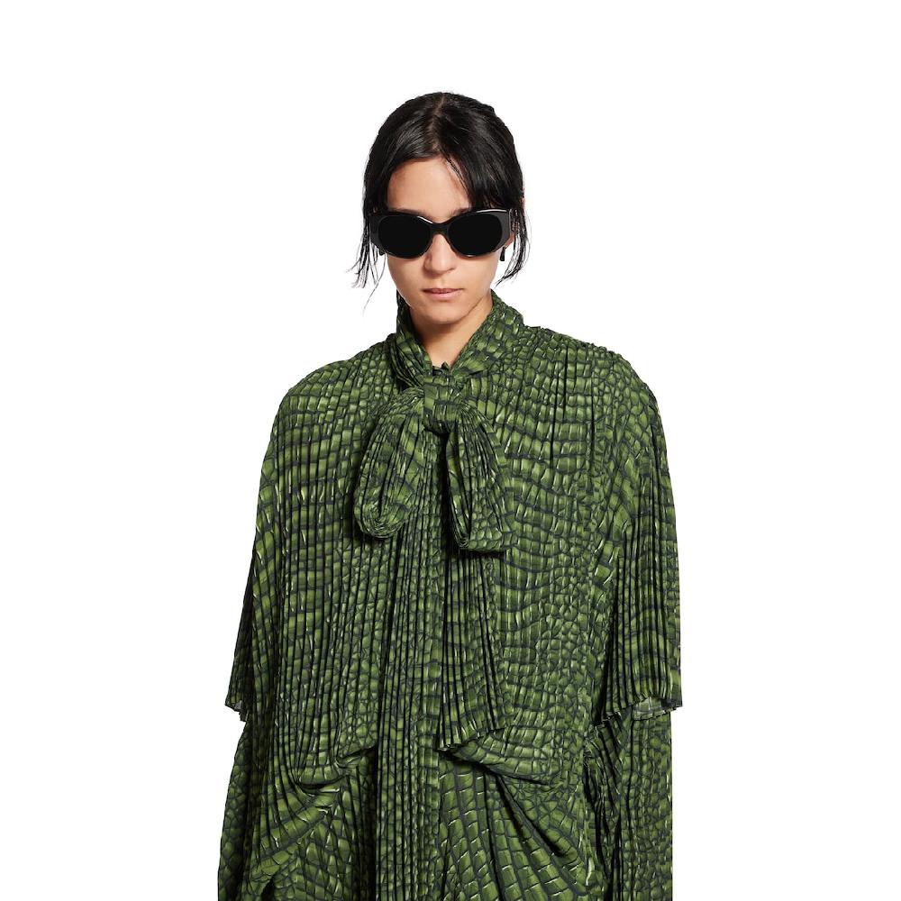 Balenciaga Vestido Plisado Double Sleeve para Mujer en Verde Últimos 3 días