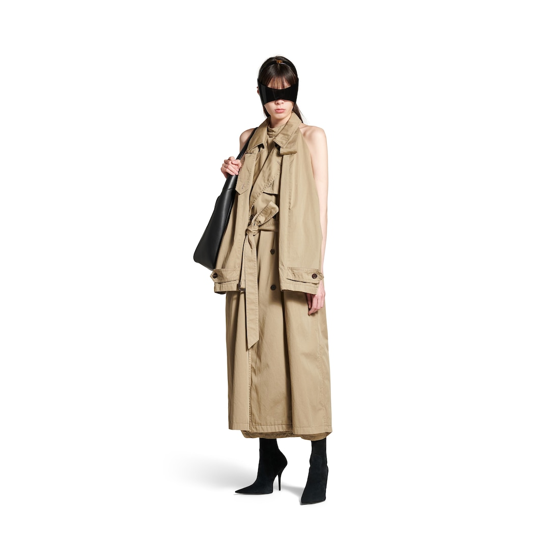 Balenciaga Vestido Gabardina Suspended para Mujer en Beige