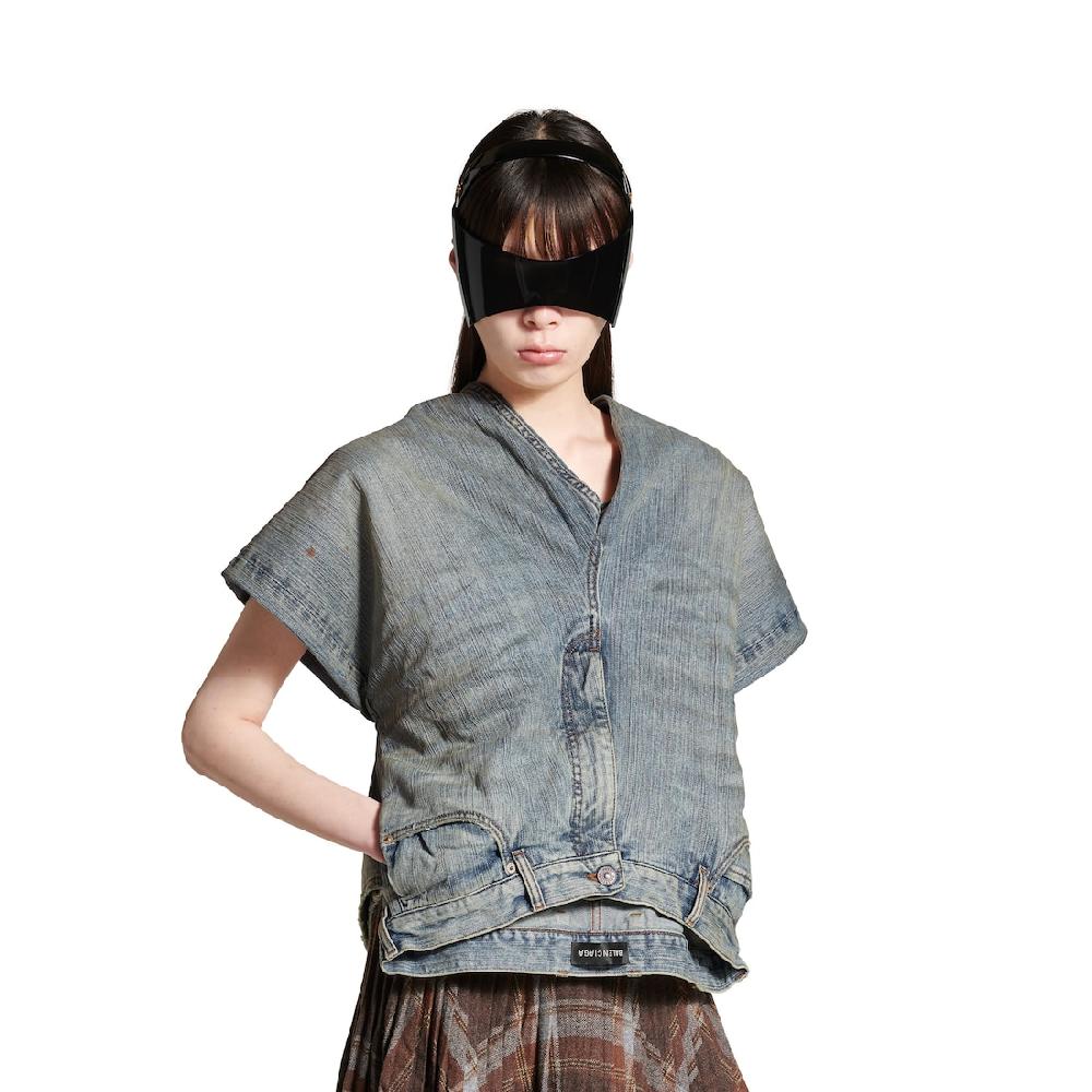 Balenciaga Top Pantalón Vaquero para Mujer en Azul Claro Tienda de fábrica