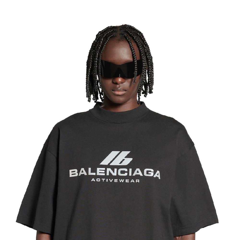 Balenciaga Camiseta Activewear Medium Fit en Negro Ofertas de temporada