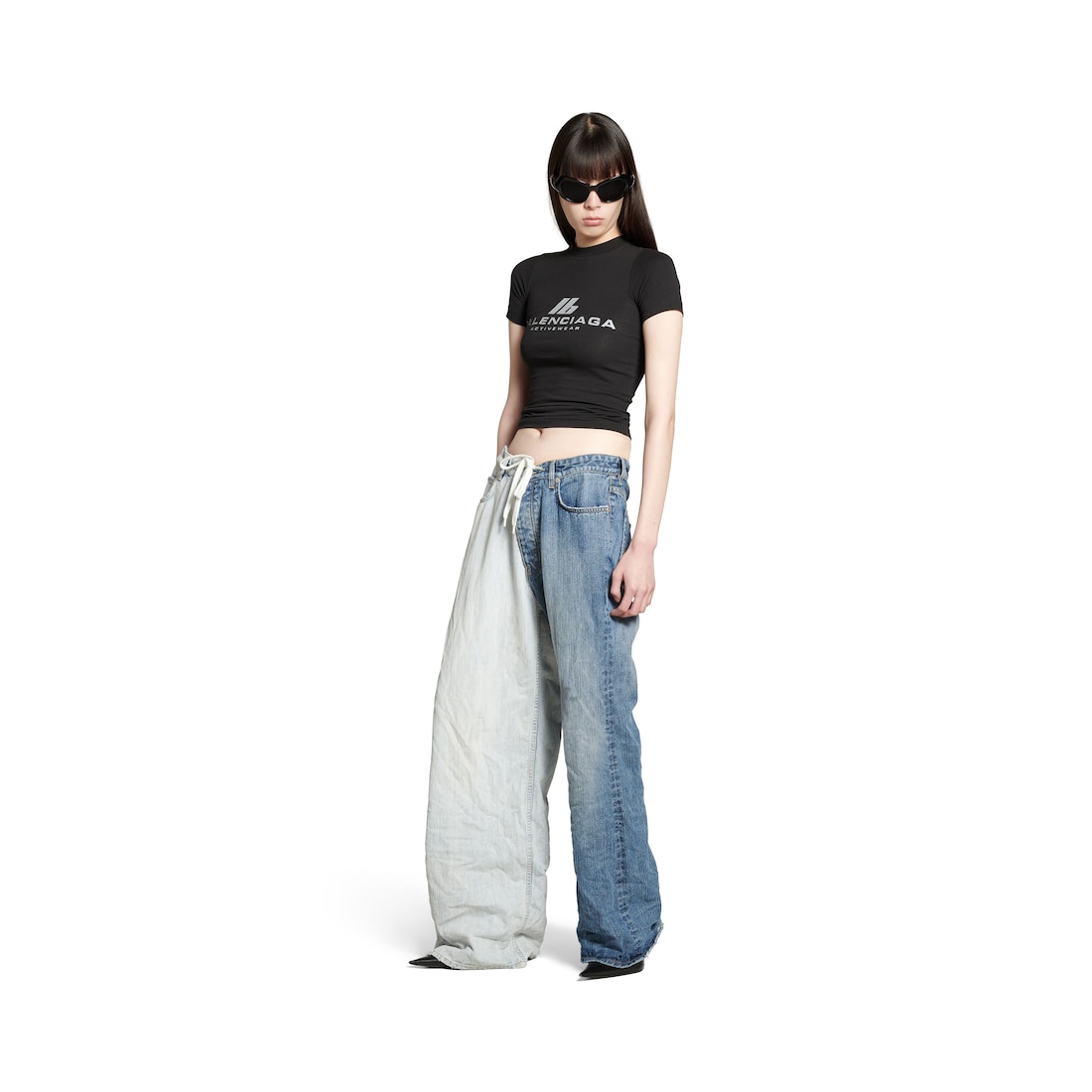 Balenciaga Camiseta Activewear Ajustada para Mujer en Negro