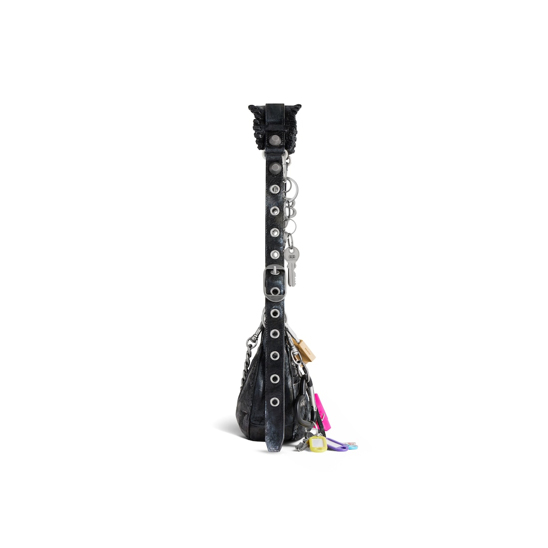 Balenciaga Bolso De Hombro Le Cagole Xs Efecto Desgastado Con Charms para Mujer en Negro Outlet