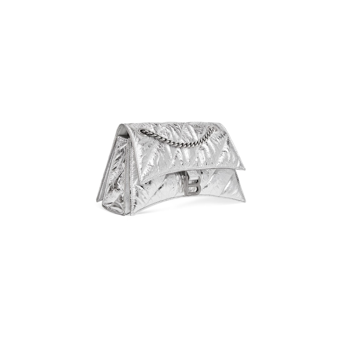 Balenciaga Bolso Pequeño Con Cadena Crush Metalizado Acolchado para Mujer en Plata Tienda