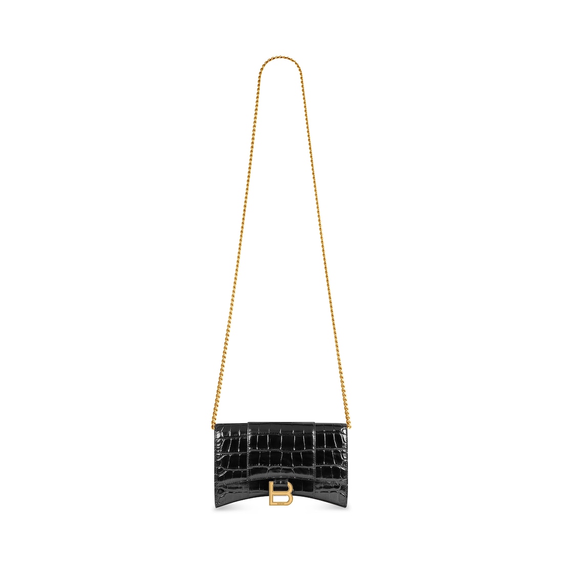 Balenciaga Cartera Con Cadena Hourglass Con Estampado De Piel De Cocodrilo para Mujer en Negro