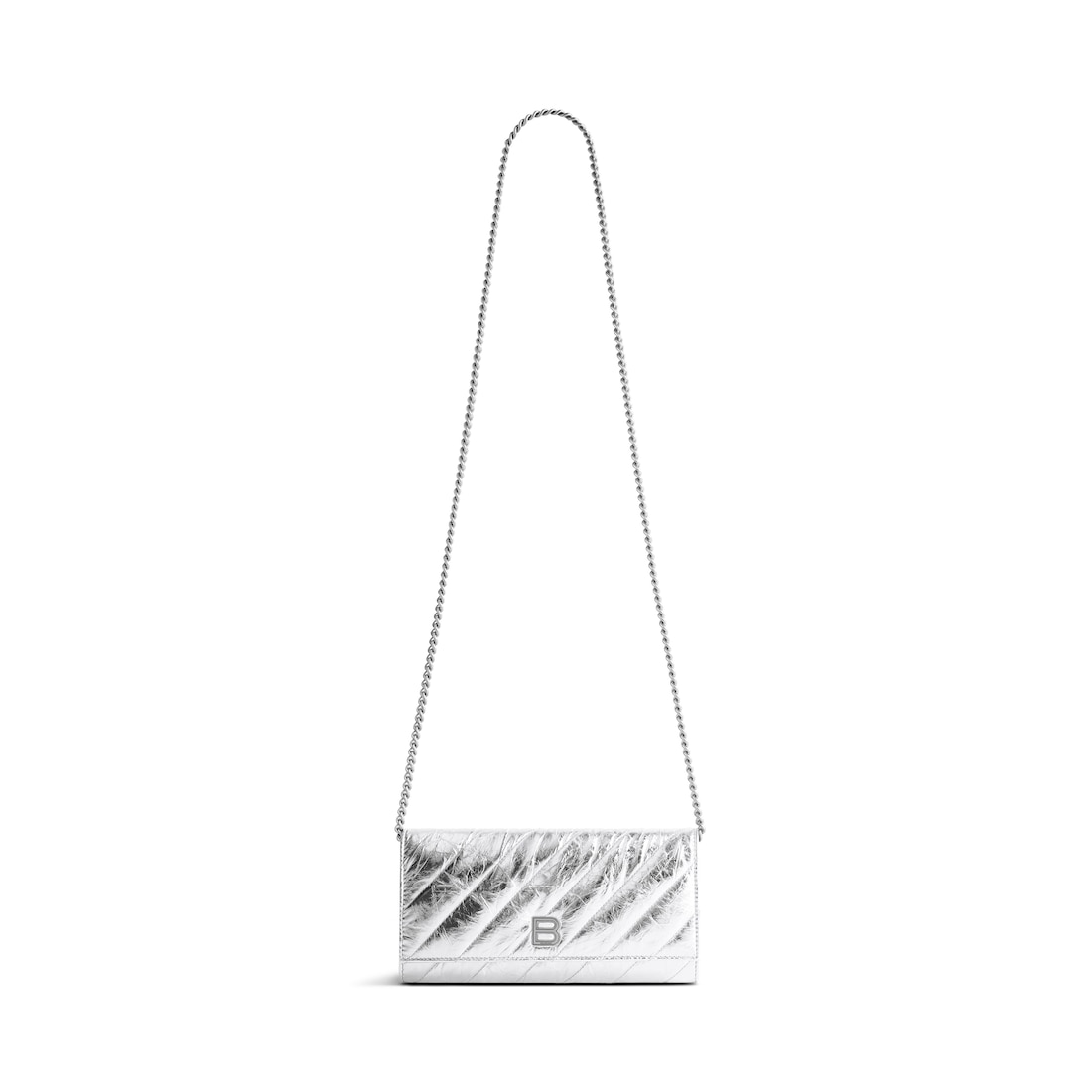 Balenciaga Cartera Con Cadena Crush Acolchada Y Metalizada para Mujer en Plateado
