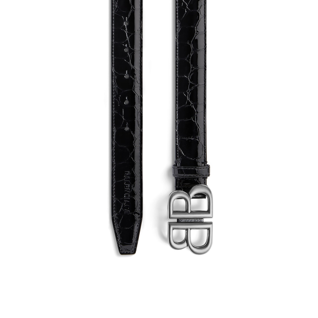 Balenciaga Cinturón Monaco Estampado Cocodrilo para Mujer en Negro