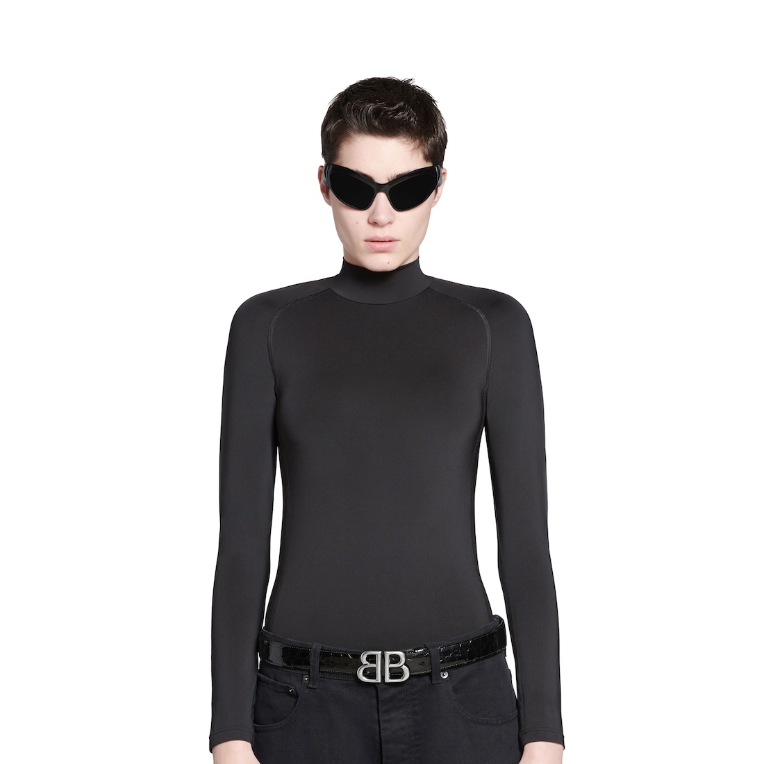 Balenciaga Cinturón Monaco Estampado Cocodrilo para Mujer en Negro Oferta exclusiva
