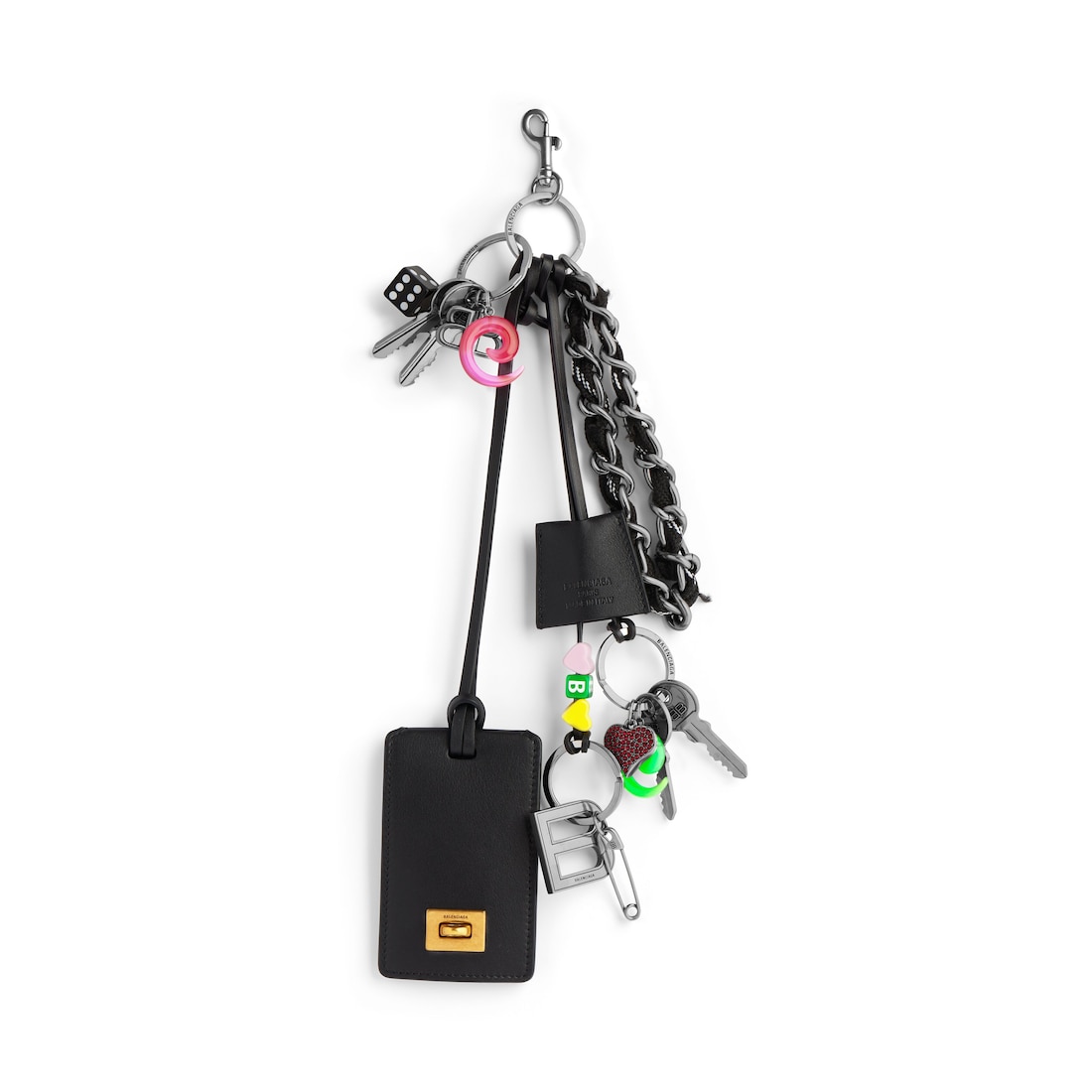 Balenciaga Llavero Rodeo Etiqueta Con Charms para Mujer en Negro/blanco