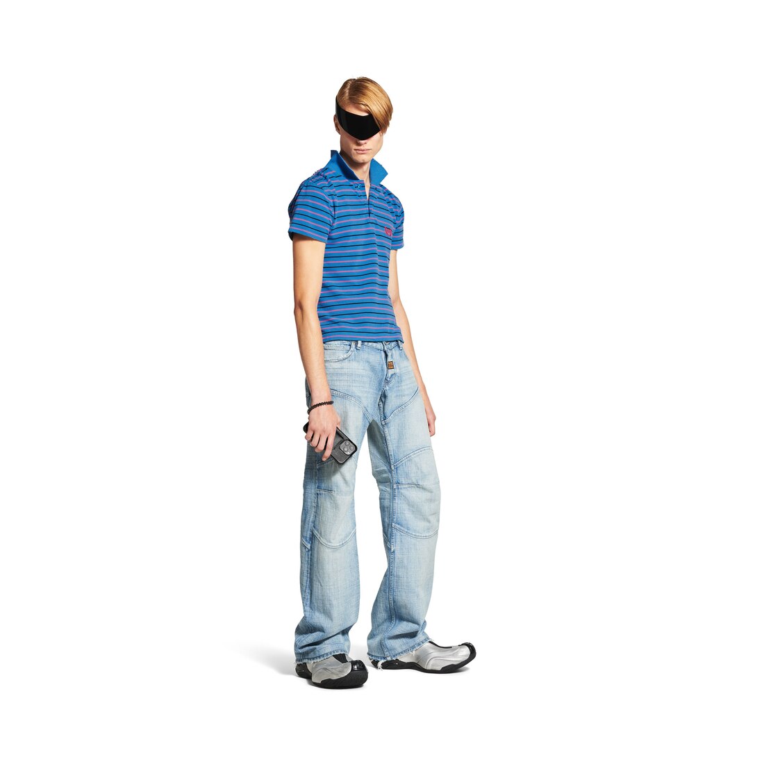 Balenciaga Polo Laurel Classic Ajustado en Azul/rosa/negro
