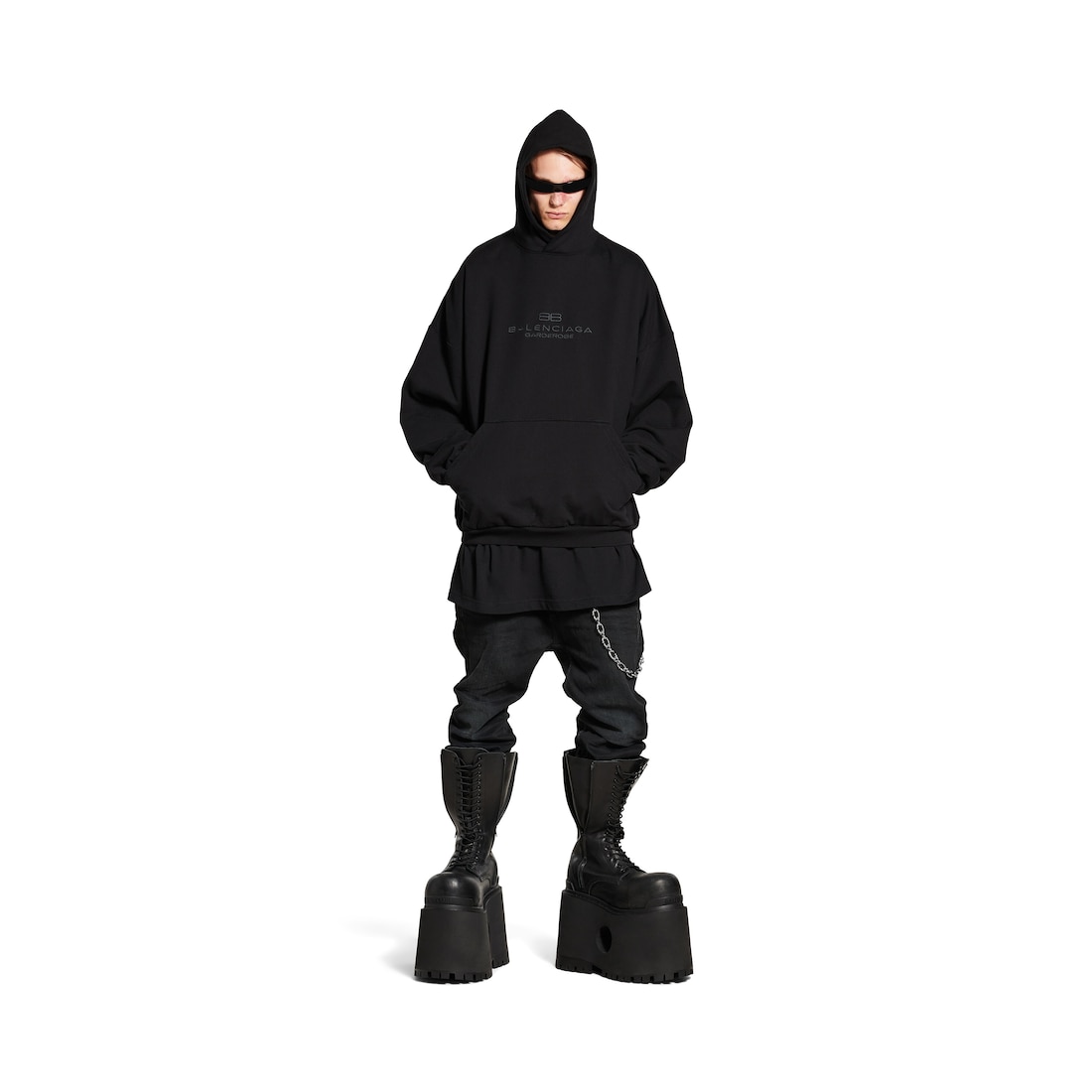 Balenciaga Hoodie Bb Garderobe Large Fit para Hombre en Negro