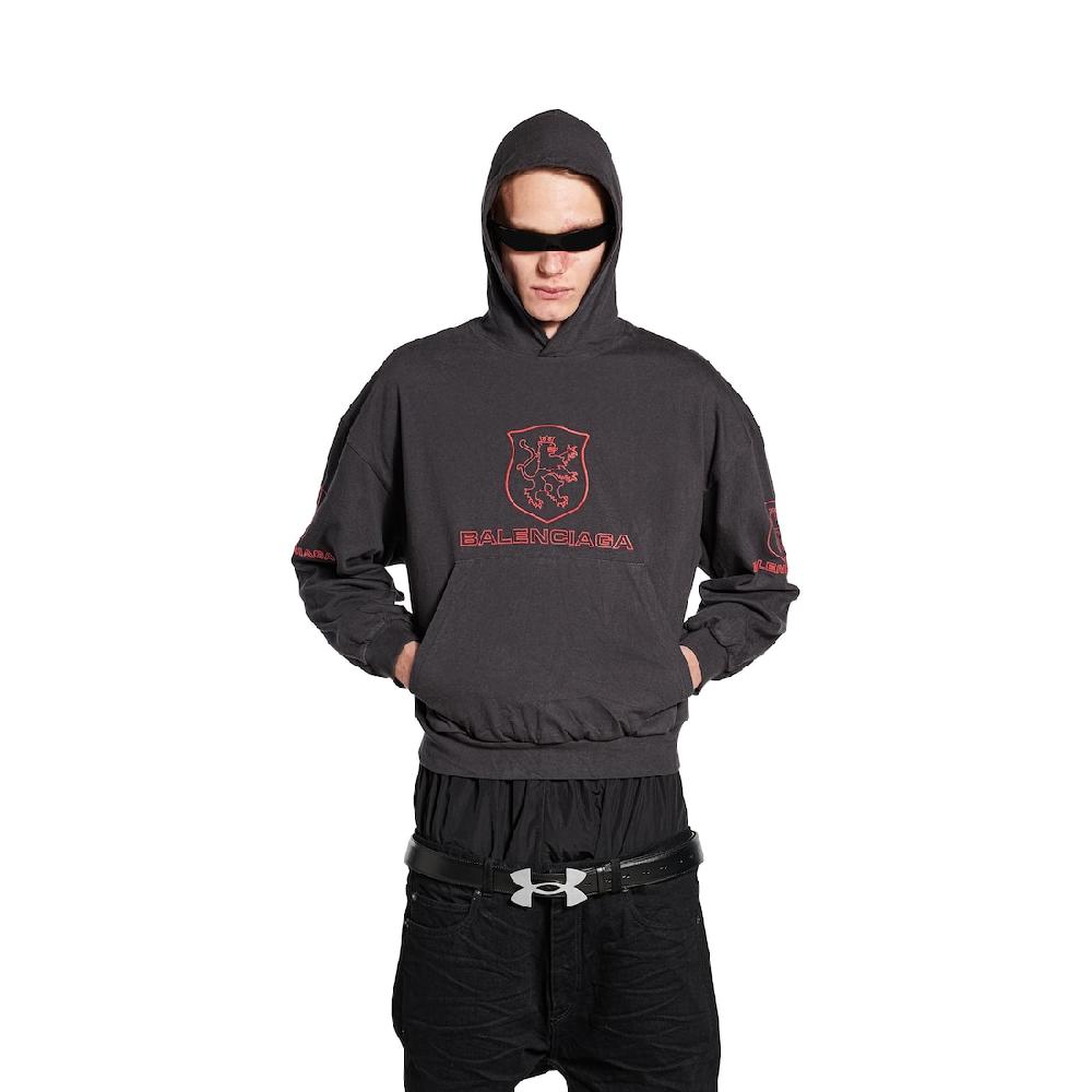 Balenciaga Hoodie Forrada Lion Club Regular Fit para Hombre en Negro/rojo Oferta especial de fábrica
