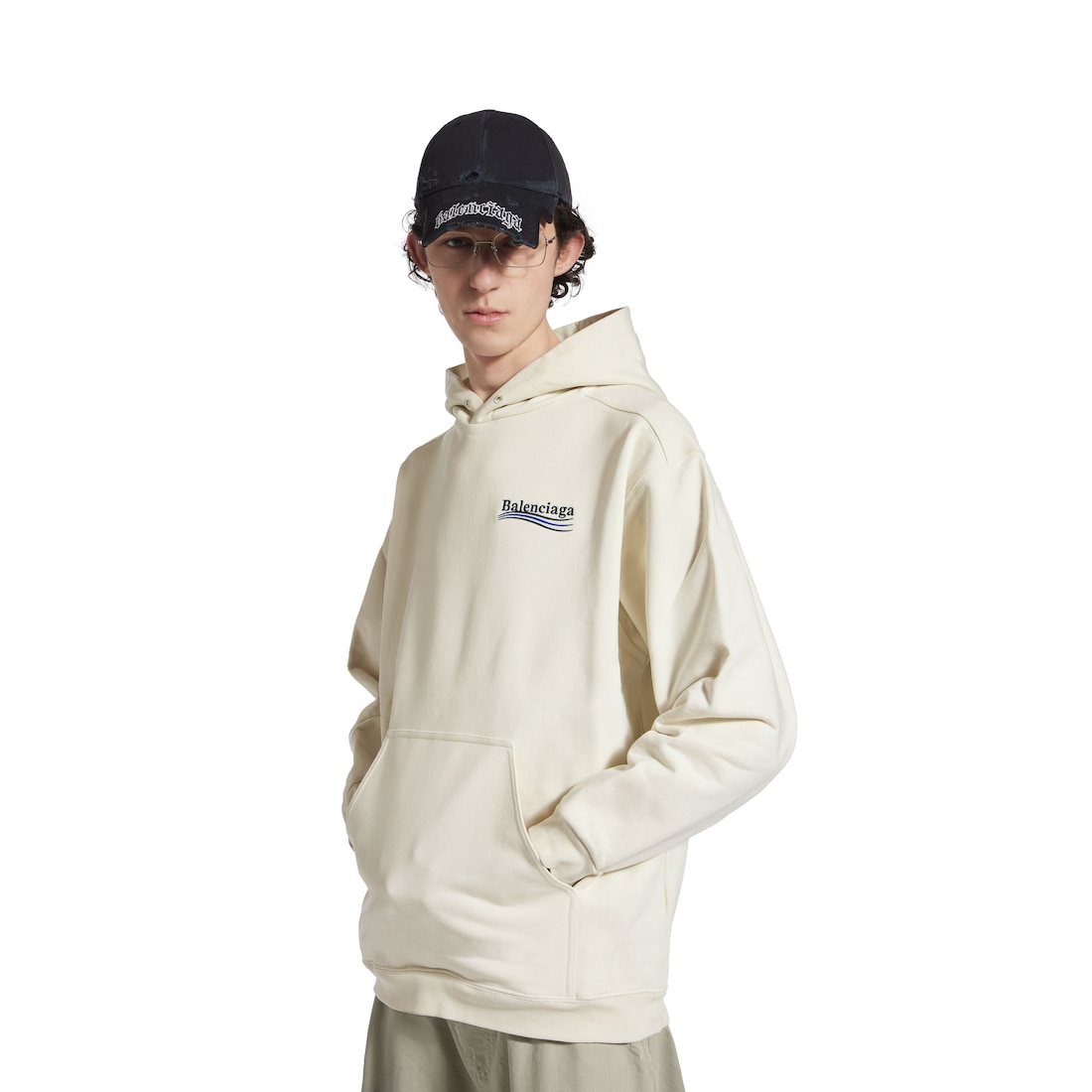 Balenciaga Political Campaign Hoodie De Ajuste Mediano para Hombre en Blanco Solo queda un día