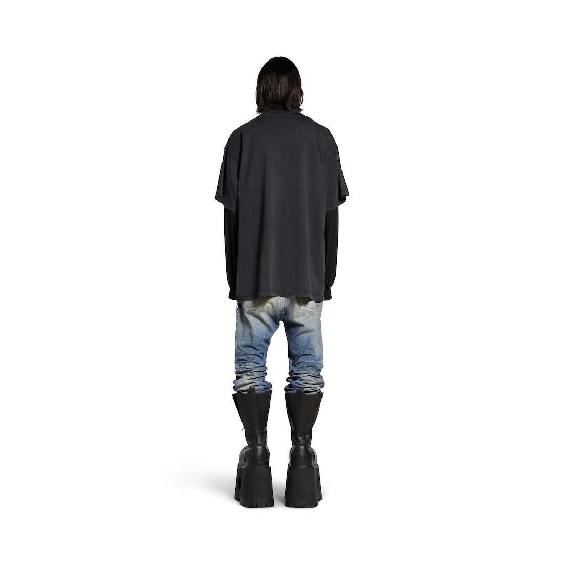 Balenciaga Camiseta 3b Liquefied Oversized para Hombre en Negro/gris Rebajas top