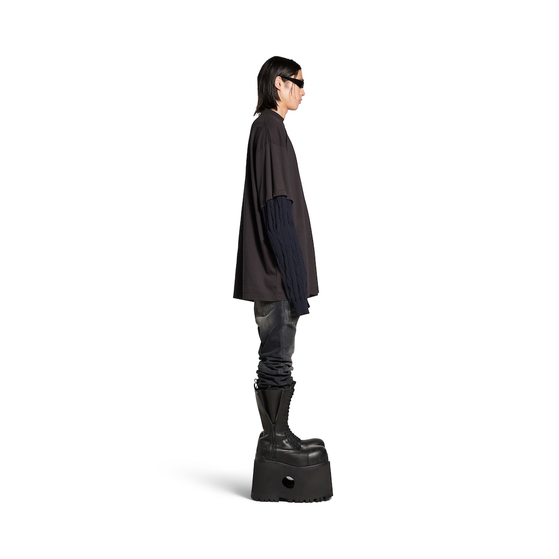 Balenciaga Camiseta Mangas Patched Handle With Care para Hombre en Negro Degradado Oferta especial