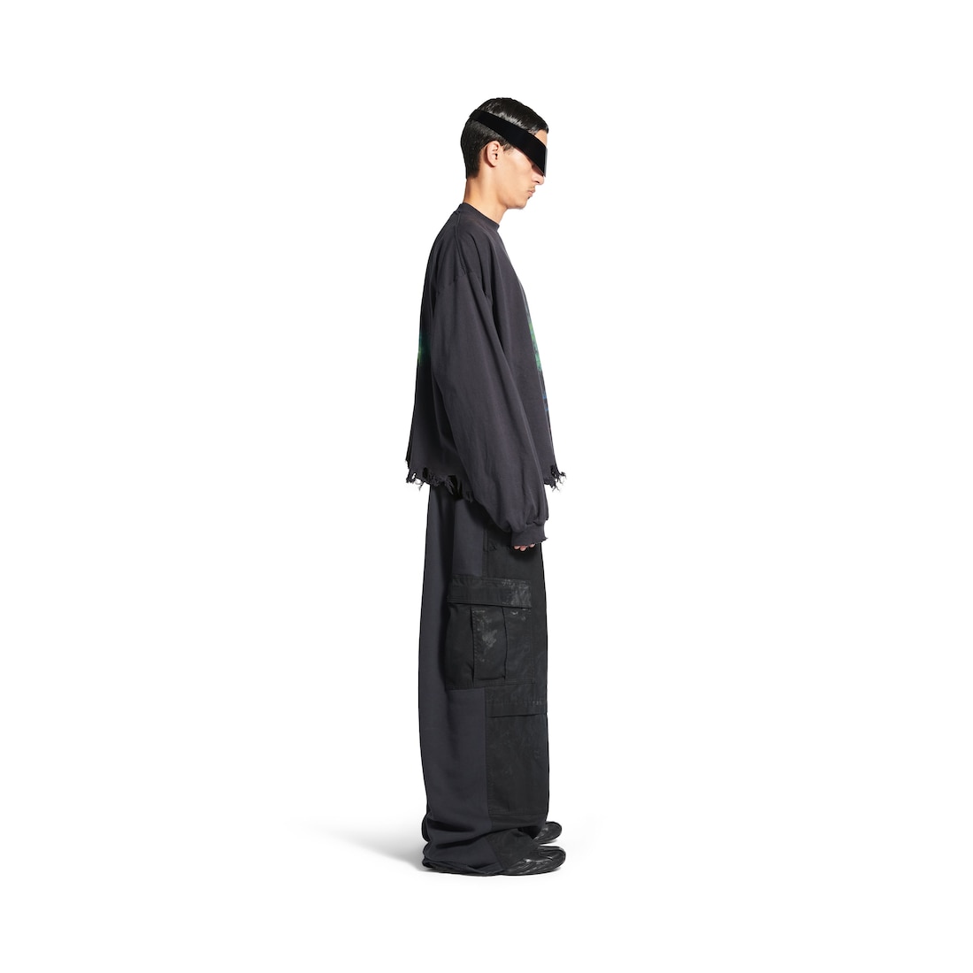 Balenciaga Camiseta De Manga Larga Cropped Diy Imprint para Hombre en Negro Degradado Últimos 2 días