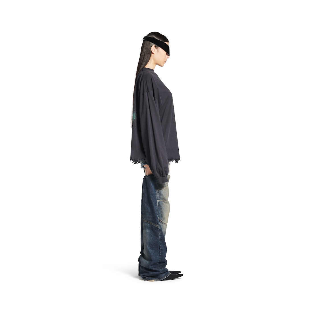 Balenciaga Camiseta De Manga Larga Cropped Diy Imprint para Hombre en Negro Degradado Últimos 2 días