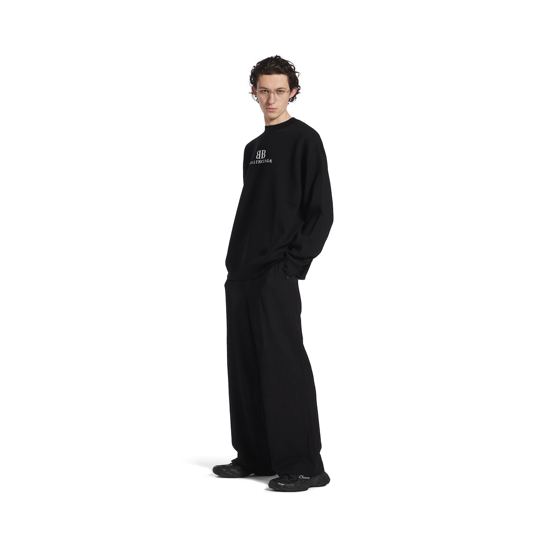 Balenciaga Jersey Con Cuello Redondo para Hombre en Negro/blanco