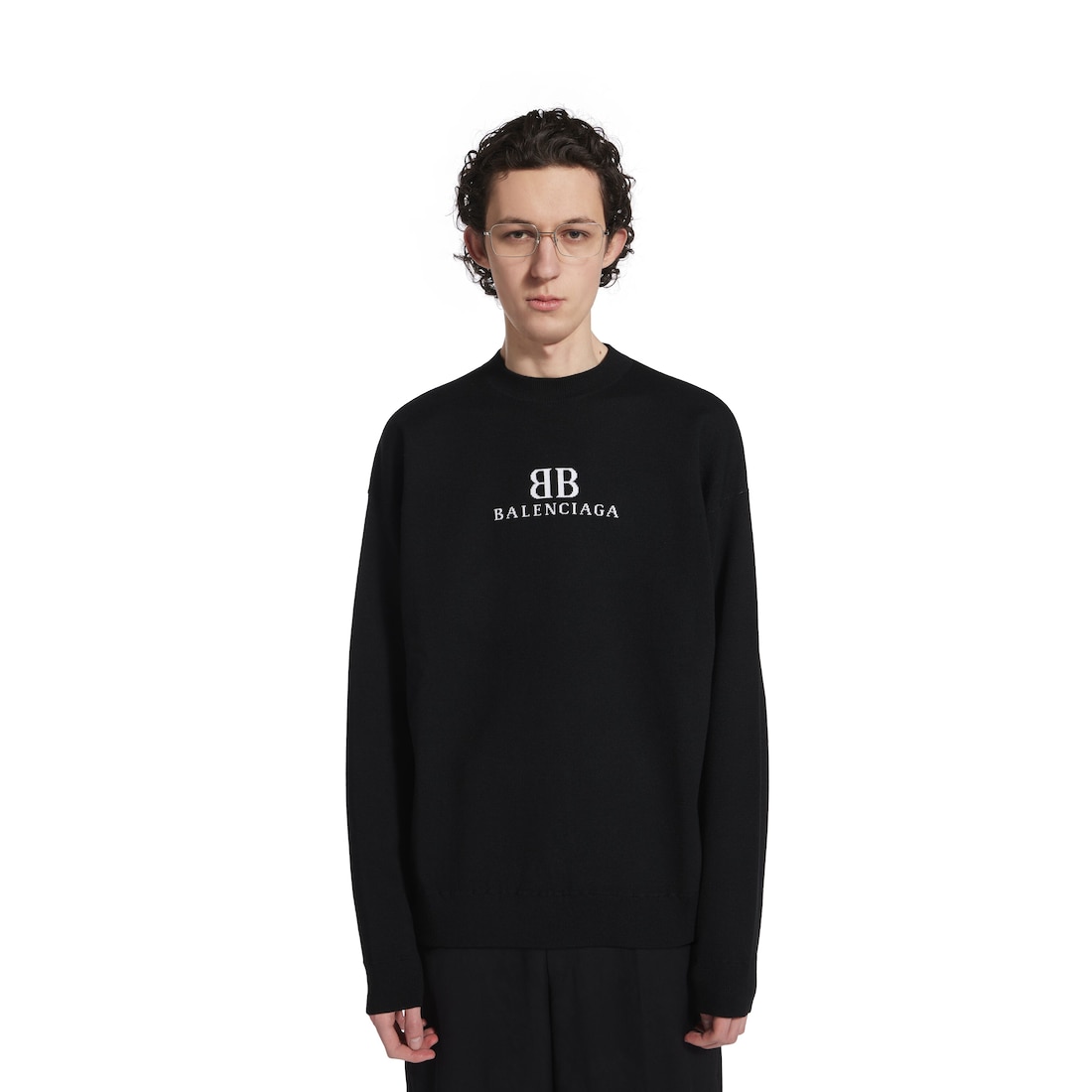 Balenciaga Jersey Con Cuello Redondo para Hombre en Negro/blanco Promoción trimestral
