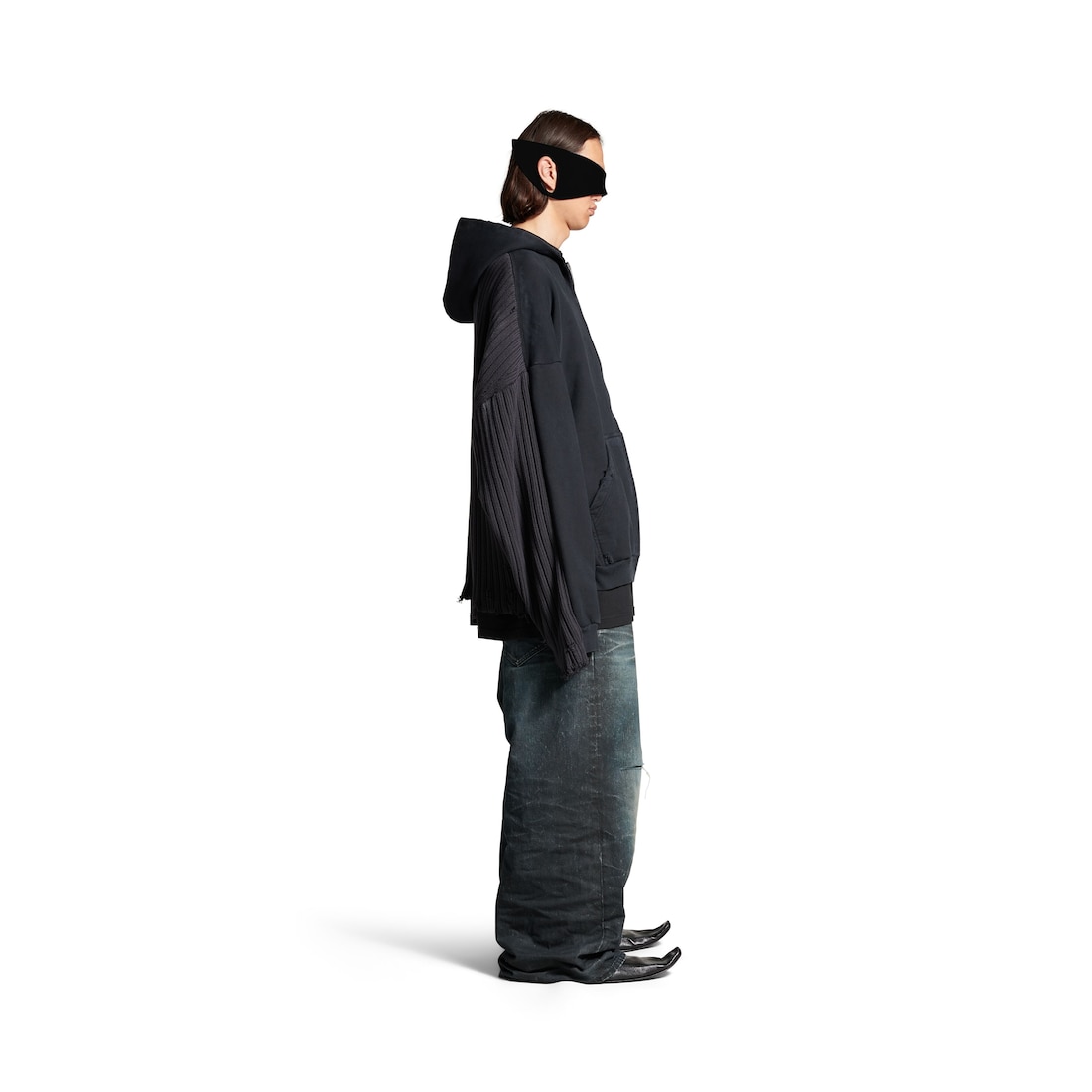 Balenciaga Hoodie Con Cremallera Patched para Hombre en Negro/azul Solo queda un día
