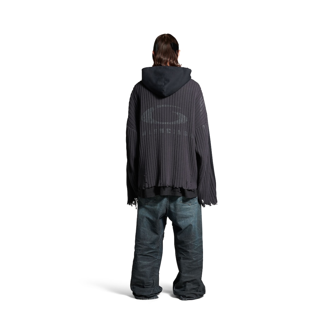 Balenciaga Hoodie Con Cremallera Patched para Hombre en Negro/azul Solo queda un día
