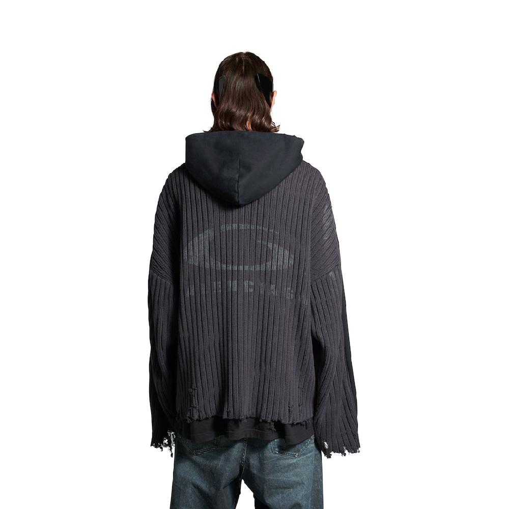 Balenciaga Hoodie Con Cremallera Patched para Hombre en Negro/azul Solo queda un día