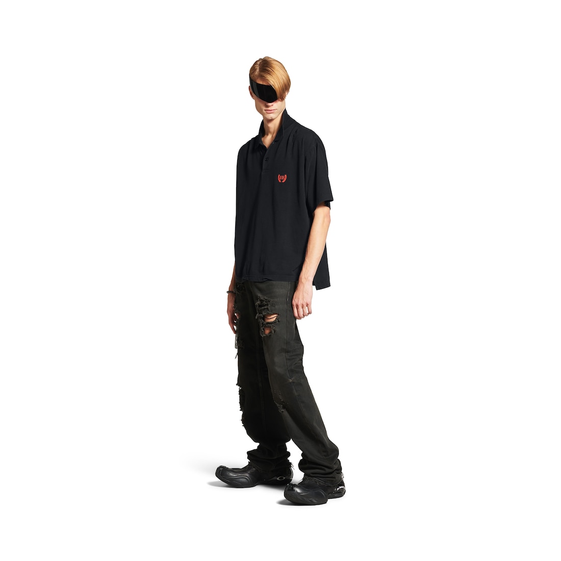 Balenciaga Polo De Manga Corta Regular Laurel Classic para Hombre en Negro Descolorido