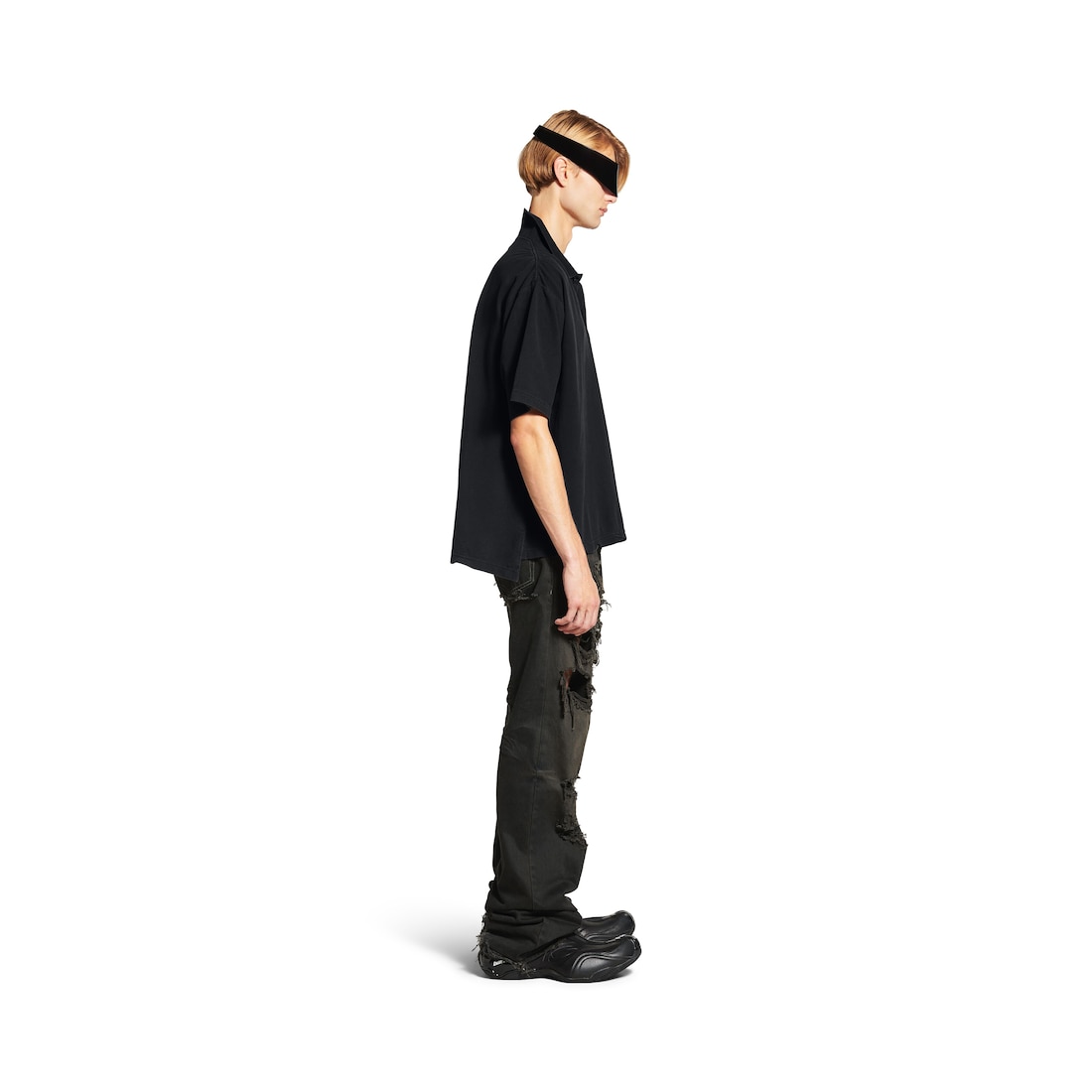 Balenciaga Polo De Manga Corta Regular Laurel Classic para Hombre en Negro Descolorido Última moda