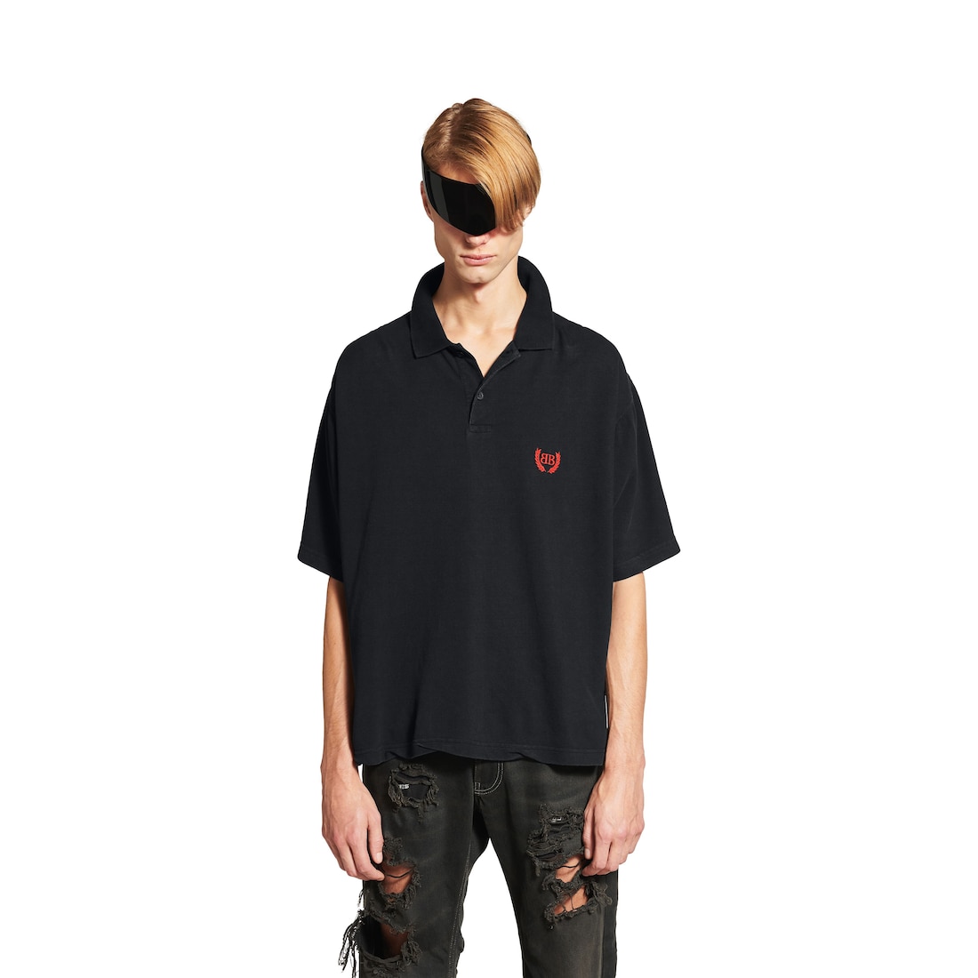 Balenciaga Polo De Manga Corta Regular Laurel Classic para Hombre en Negro Descolorido Última moda