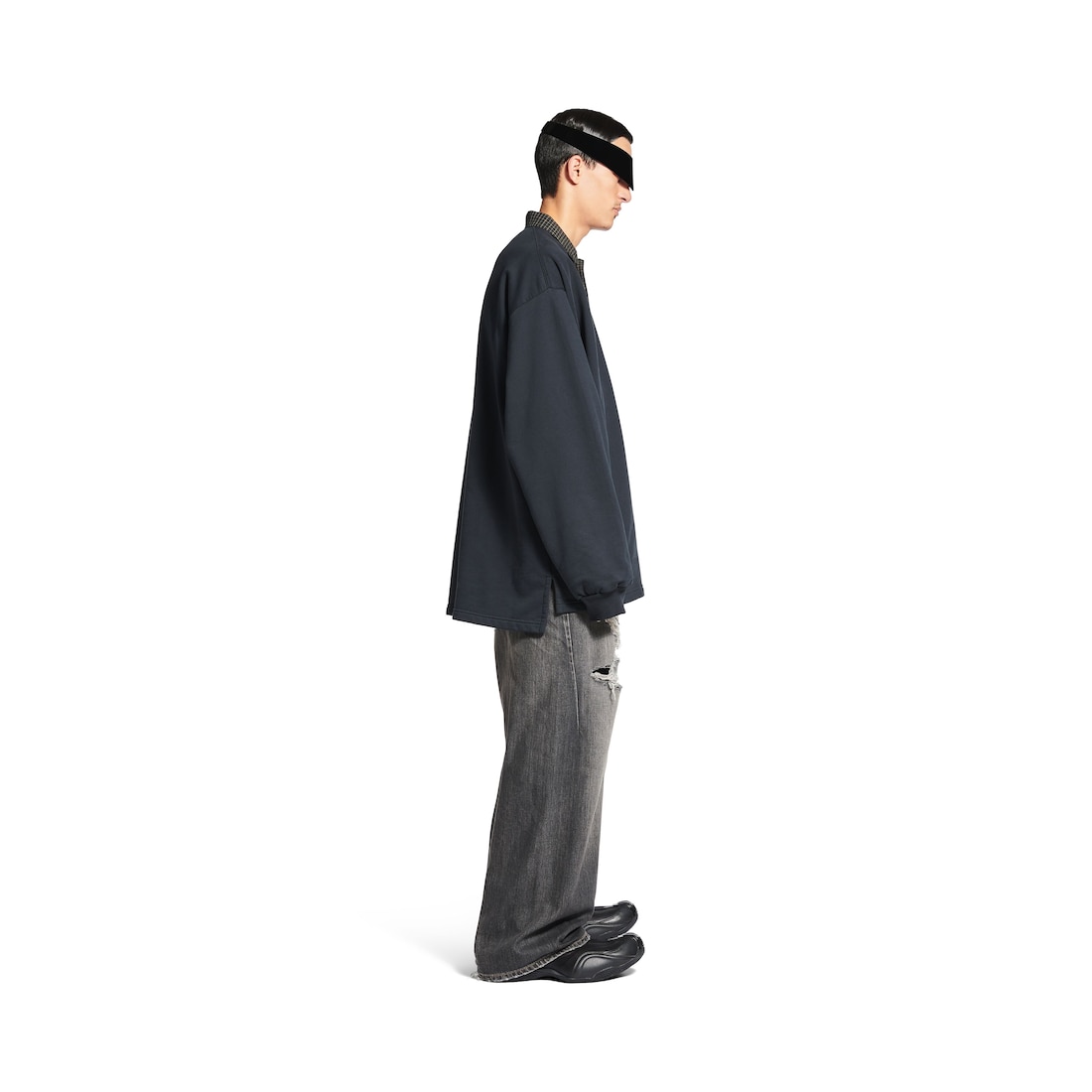 Balenciaga Polo De Manga Larga Con Cuello De Camisa Unity Sport para Hombre en Negro Descolorido Descuento por venta flash
