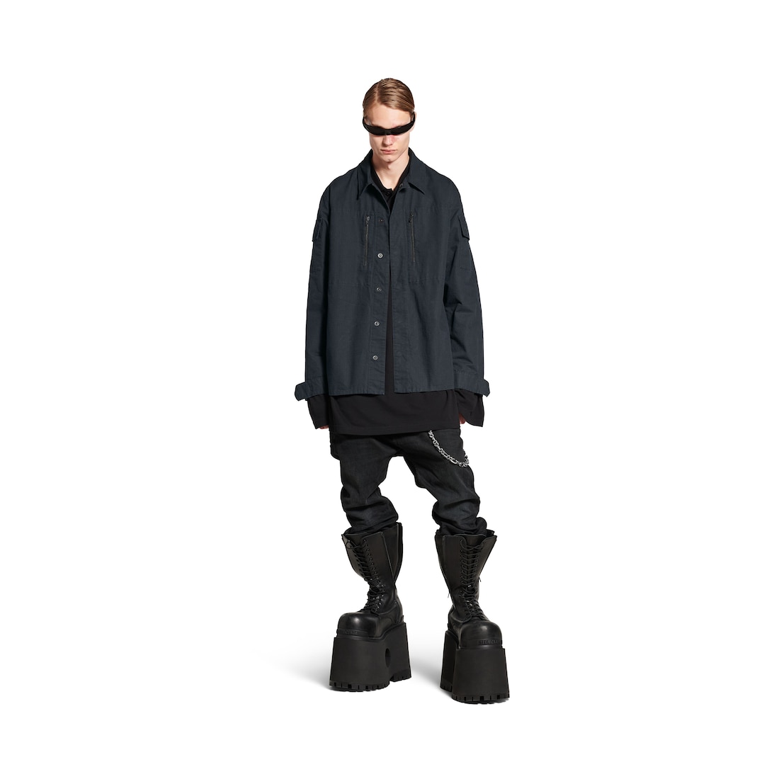 Balenciaga Camisa Military para Hombre en Gris Oscuro
