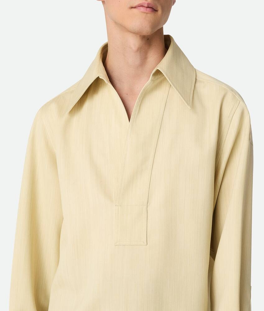 Bottega Veneta Camisa de lana con un discreto motivo chevron Tienda de fábrica