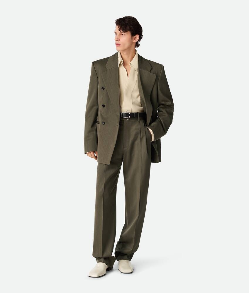 Bottega Veneta Pantalones rectos de lana con un discreto motivo chevron Ahorra y exporta