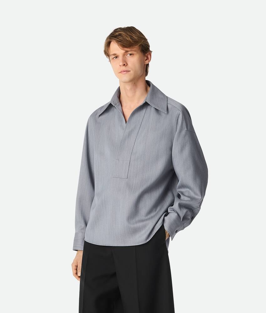Bottega Veneta Camisa de lana con un discreto motivo chevron Descuentos del mes