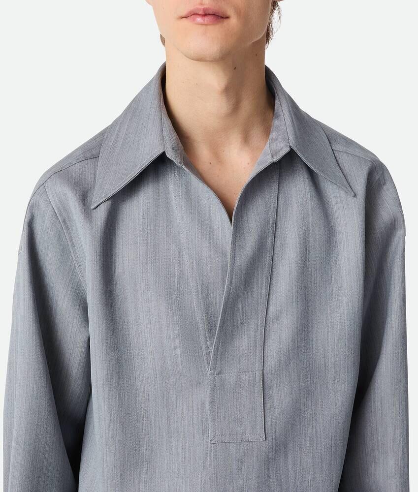 Bottega Veneta Camisa de lana con un discreto motivo chevron Descuentos del mes