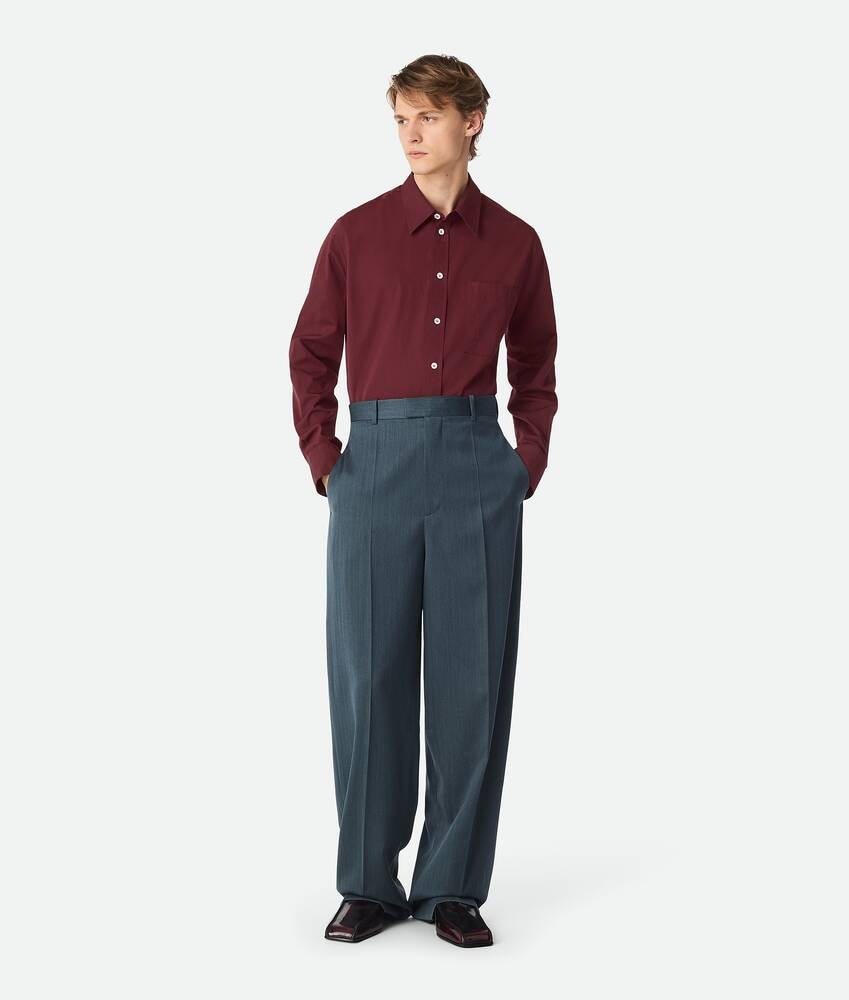 Bottega Veneta Pantalones rectos de lana con un discreto motivo chevron