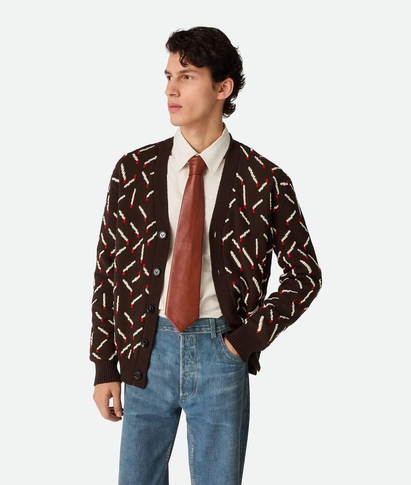 Bottega Veneta Cárdigan de jacquard de algodón con motivo de fósforos Rebajas top