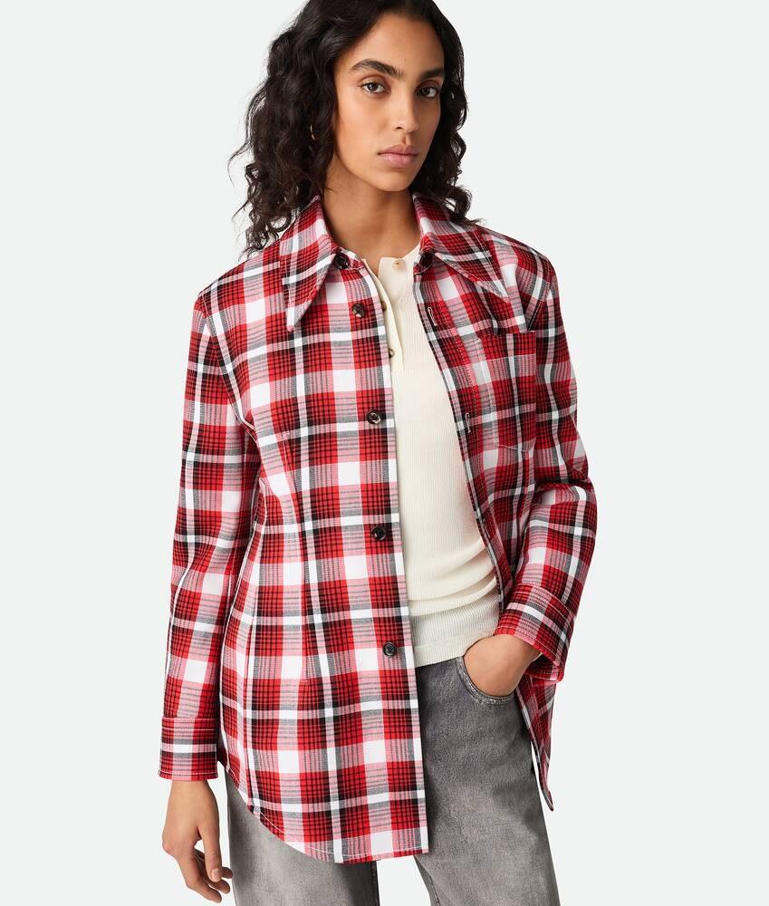 Bottega Veneta Chaqueta de algodón estructurado a cuadros Rebajas de fábrica