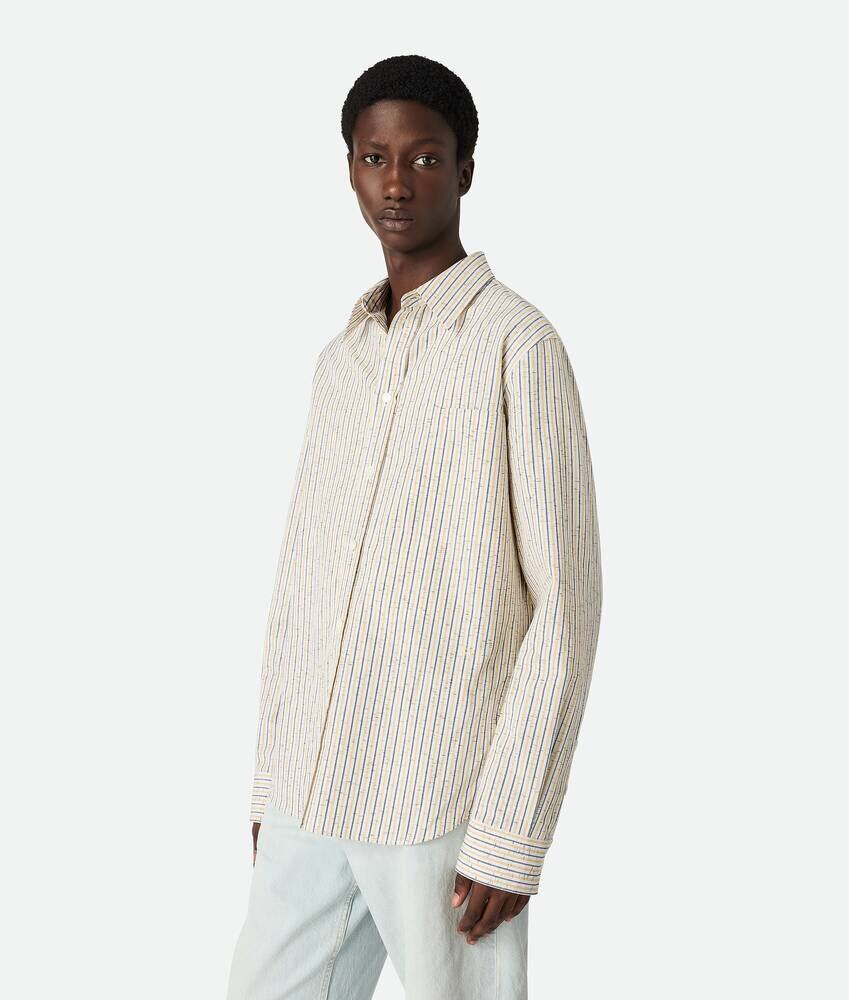 Bottega Veneta Camisa a rayas de algodón y lino Envío gratis