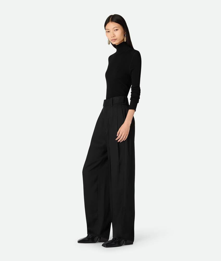 Bottega Veneta Pantalones rectos de sarga de seda y viscosa Mejor oferta
