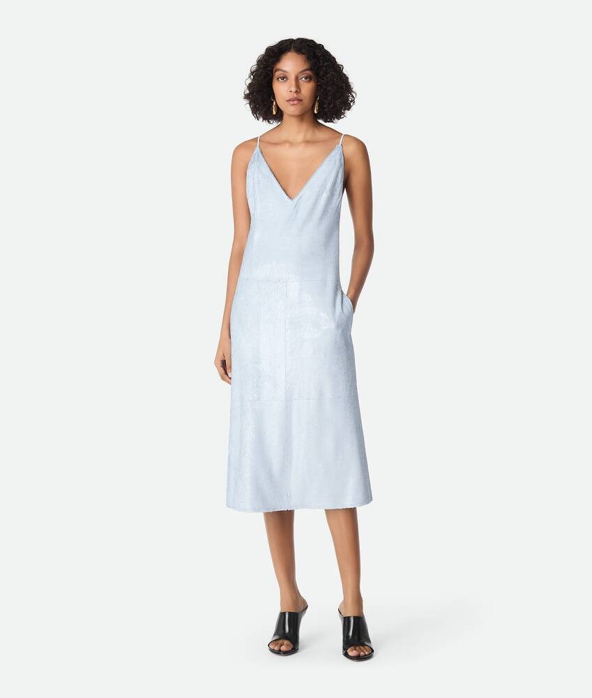 Bottega Veneta Vestido de charol con flecos